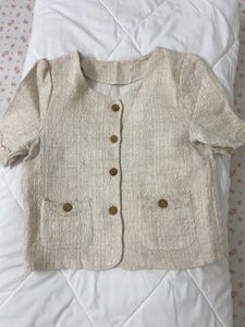 Viral Buttoned Top In Khakhi Color