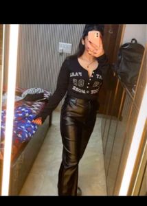Regular Fit Black Leather Pants ✨🖤