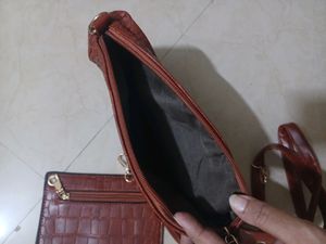 New unused tan Sling Bag With Coin Purse