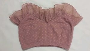 Pich Polka Dot Crop Top