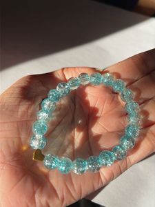Blue Beaded Heart Bracelet