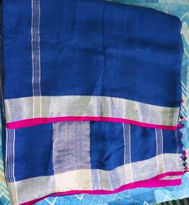 Elegant Blue Linen Saree