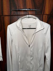 White Zip-Up Active Jacket