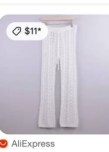 White Trendy Crochet Pants