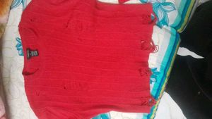 Red Distressed Crop Top