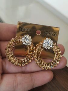 Combo Of 2 Earrings With White Stones (Golden)