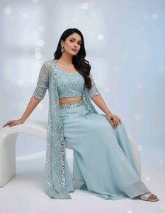 Sky Blue Kurta Set & Shrug
