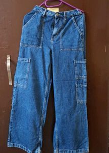 Blue Denim Cargo Pants