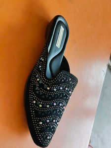 Embellished Black Mules