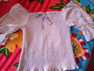 Lilac Smocked Ruffle Top
