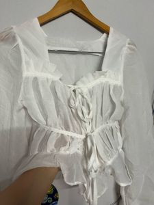White Sheer Long Sleeve Top🤍🤍