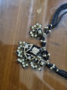 Rajasthani Necklace And Ear Ring Set In Silver
