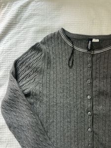 Gray cableKnit Cardigan