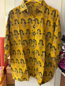 cotton blockPrinted Mustard Shirt