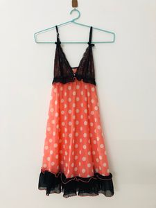 Pink Colour Polka Dot fancy night dress for M size