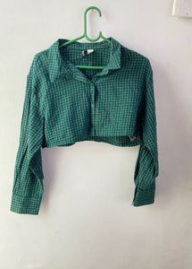 Green Plaid Cropped Top