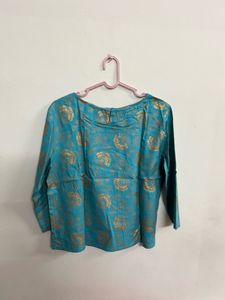 Teal&amp;Gold Brocade Top