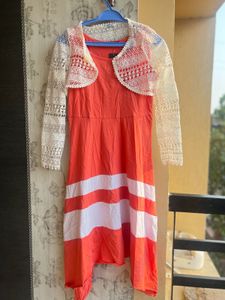 Lace Bolero Shrug With Orange Dress