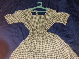 Green Gingham Puff Sleeve Dress