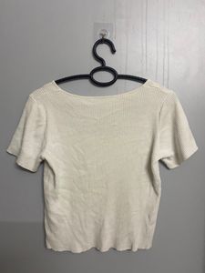 Ribbed Cropped White Tshirt