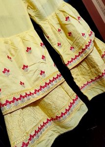 Yellow Sharara Suit With Dupatta 36 Bust