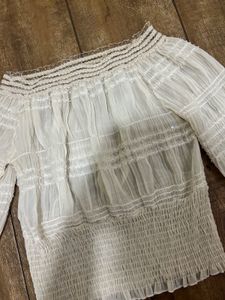 Korean White Offshoulder Formal Top + Freebies