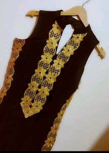 Black Golden Party Wear Kurta &amp; Dupatta 32 Bust