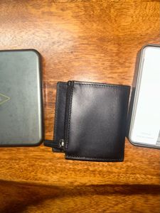 Fossil Black Leather Wallet With Separate Coin Zip