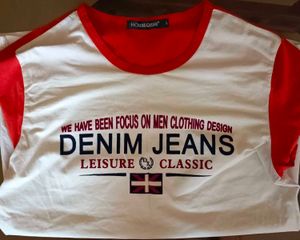 DENIM JEANS White &amp; Orange Colour T-shirt For Men