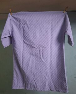 Vintage-Style Textured Lilac Short-Sleeve Shirt