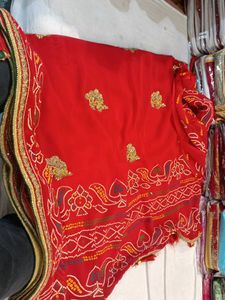 Red Bandhani Saree