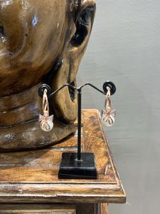 Pearl &amp; Rose Gold Bow Drop Earrings