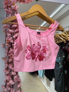 Pink Floral Crop Top