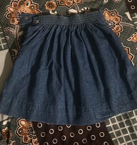 Denim Pleated Skirt