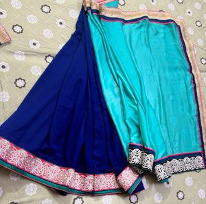 Elegant Blue & Turquoise Saree