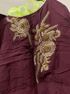 Maroon Embroidered Long Dress