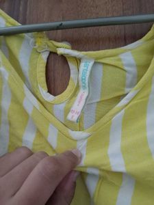 Yellow Striped Ruffle Top