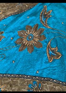 Blue Work Saree