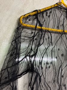 Black Net Topwear