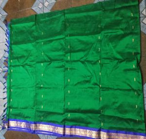 Pattu Green &amp; Blue Saree