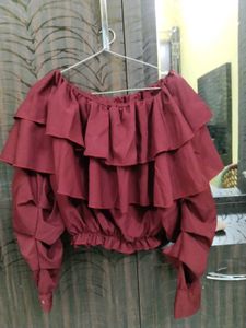 Ruffled Maroon Top