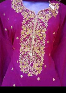 Purple Embroidered garara Suit