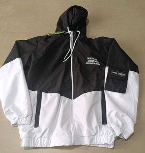 Stylish Two-Tone Hooded Jacket, XL size