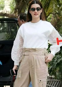 Zara Ribbed Top with Sheer Sleeves