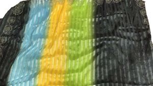 Trendy Multicolor Striped Georgette Saree with Emb