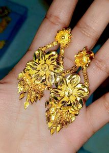 1 gram Elegant Gold Floral Drop Earrings