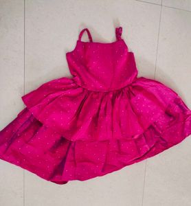 Girl Party Wear Frock With Zari Buti