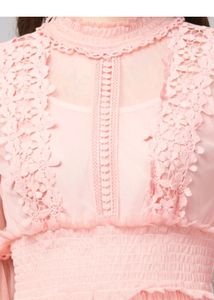 Offer Price 📢 Beautiful Women Lace Flowers Dream Gauze Dress Temperament Collar Lantern Sleeve Dress(With Inner )