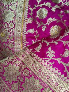 Pure Banarasi Silk Zari Work Heavy Pink Saree