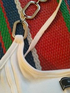 White Chain Strap Tank Top